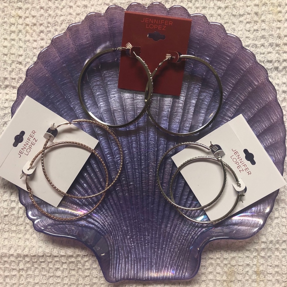 Jennifer Lopez Hoop Earrings 3 Pairs Nickel-Free
